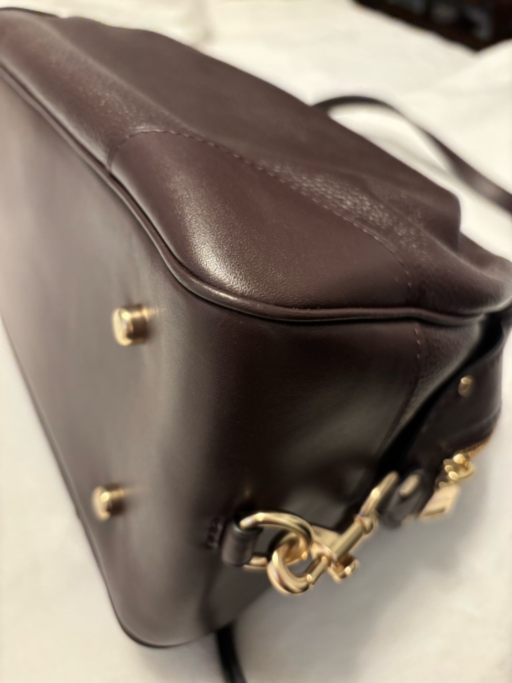 Coach Pebbled Leather Satchel in Deep Burgundy - Picture 14 of 14